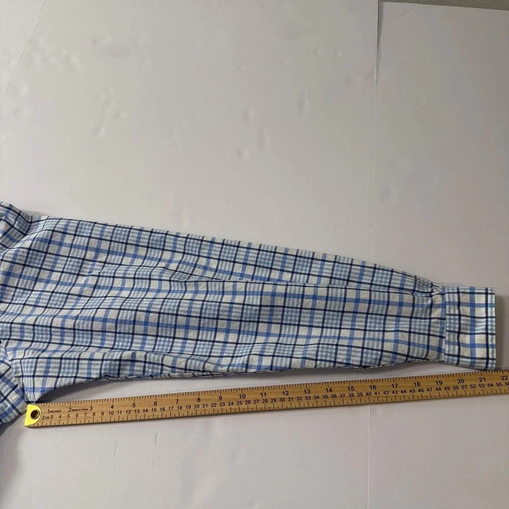 Polo Ralph Lauren Mens XLT Blue White Plaid Cotton Stretch Button Down Shirt